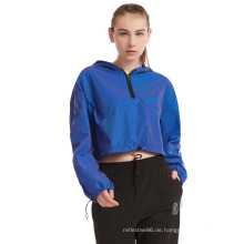 OEM Service Damen Crop Rainbow Reflektierende Windjacke